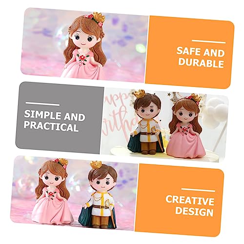 HONITANO 2 Stück Cake Topper aus Resin Niedliche Prinzessin und Prinz Figuren Tortendeko für Geburtstagstorten Partydekoration für Familie und Freunde Langlebig und Sicher von HONITANO