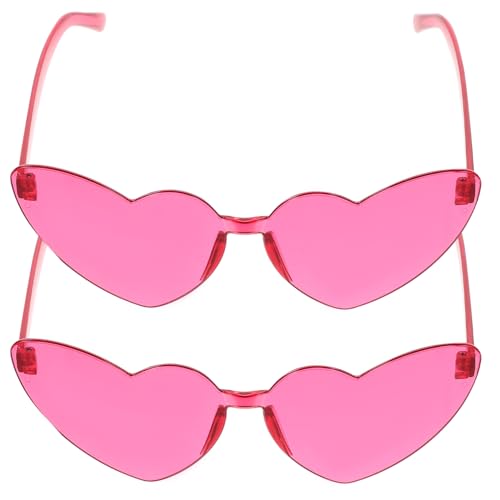 HONITANO 2 Stück Herzförmige Randlose Sonnenbrille Dekorative Frameless Eyewear für Partys Cosplay und Alltag Trendige Damen und Herrenbrille aus Langlebigem PC Material von HONITANO