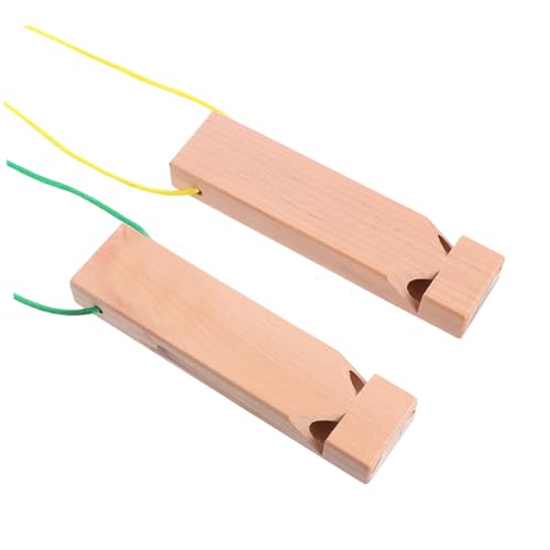 HONITANO 2 Stück Holz Zugpfeife Kindermusikinstrument Trillerpfeife aus Holz für Geburtstagsfeiern und Partyspaß Fördert Hörentwicklung und Musikalisches Interesse bei Zufällige Farbe von HONITANO