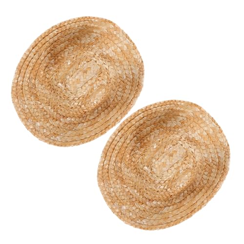HONITANO 2 Stück Mini Strohhüte aus Atmungsaktivem Material für Kleine Haustiere und Puppen Leichte Pflegeleichte Mini Cowboy Hüte für DIY Bastelprojekte und Puppenzubehör von HONITANO