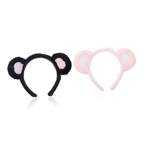 HONITANO 2 Stück Niedliches Teiliges Bärenohren Stirnband Weiche Dekorative Haarbänder für Alltag Make Up und Party Komfortabel Tragbar Fester Sitz Cosplay und Fotorequisit von HONITANO