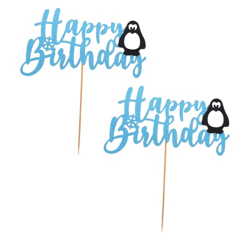 HONITANO 2 Stück Pinguin-Schneeflocke-Anordnung merksam die empfindsamen Pinguin-Dessert-Dekore Einlegekarten weihnachtsdeko Pinguin-Kuchen-Einlegekarten handgefertigte Tortenheber von HONITANO