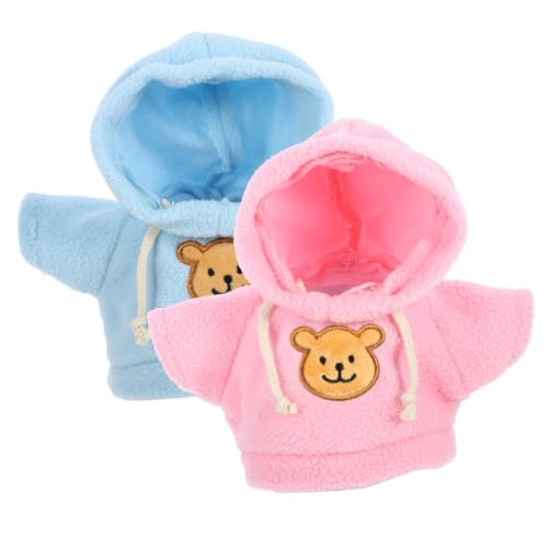 HONITANO 2 Stück Teiliges Puppenkleidung für Plüschbären Weiche Sweatshirt Outfits in Rosa und Blau Austauschbare Kleidung für Mädchen Puppen zur Kreativen Spiel und Lernförderung von HONITANO