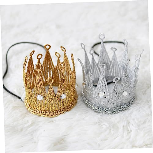 HONITANO 2 Stück Teiliges Stirnband für Geburtstag Party Hochzeit Elastisches Haarband in Gold und Silber Süßes Foto Requisit für Jungen und Mädchen Perfektes Accessoire für Kinderfest von HONITANO