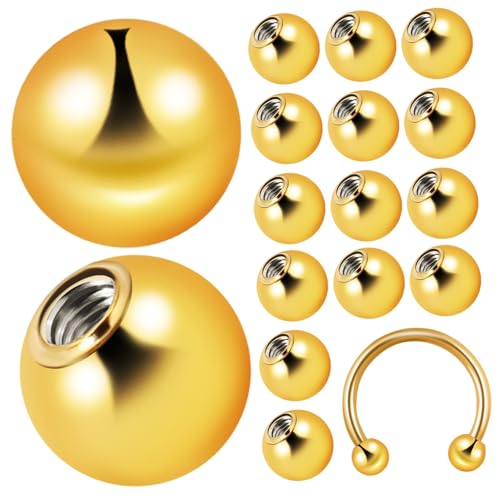 HONITANO 20 Stück Bauchnabelpiercing Spacer Perlen für Schmuckherstellung Metallperlen Gold für Körperpiercing und Armbanddesign HONITANO 20 Stück Bauchnabelpiercing Spacer Perlen für Schmuckherstellung Metallperlen Gold für Körperpiercing und Armbanddesign von HONITANO
