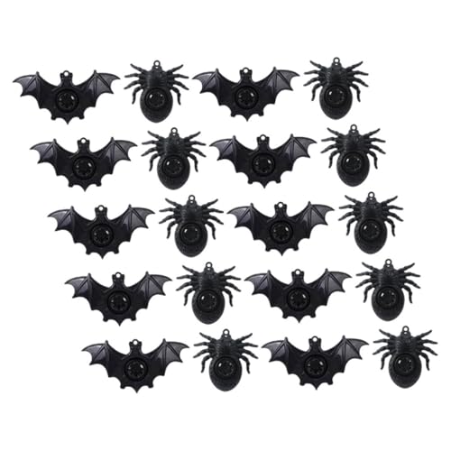 HONITANO 20 Stück Teiliges Halloween Pfeifen Kleine Spinnen und Fledermaus Formen Lustige Party Tröten für Sichere Pfeifen als Kindergeburtstag und Party Deko von HONITANO