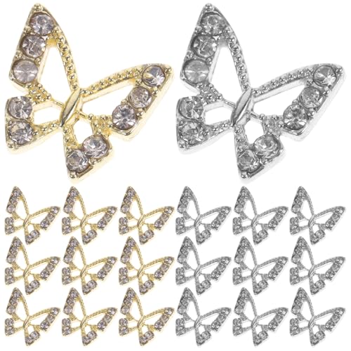 HONITANO 20 Stück Teiliges Nail Art Schmetterlinge Gold und Silber mit Strasssteinen Glitzernde Nagel dekoration für Frauen DIY Maniküre Schmuck für Natürliche und Künstliche Nägel HONITANO 20 Stück Teiliges Nail Art Schmetterlinge Gold und Silber mit Strasssteinen Glitzernde Nagel dekoration für Frauen DIY Maniküre Schmuck für Natürliche und Künstliche Nägel von HONITANO