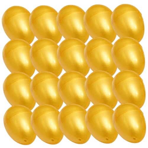 HONITANO 24 Stück Teiliges Befüllbare Goldene Plastikeier Wiederverwendbare Ostereier mit Stabilem Kunststoff Leuchtendes Design für Süßigkeiten Geschenke Kinderparty und Kreative von HONITANO