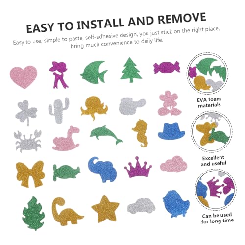 HONITANO 28 Stück Teiliges Eva schaumstoff Sticker Bunte Selbstklebende Glitzer Aufkleber Cartoon Tiere DIY Basteln Dekoration für Fenster Geschenkboxen Scrapbooking von HONITANO
