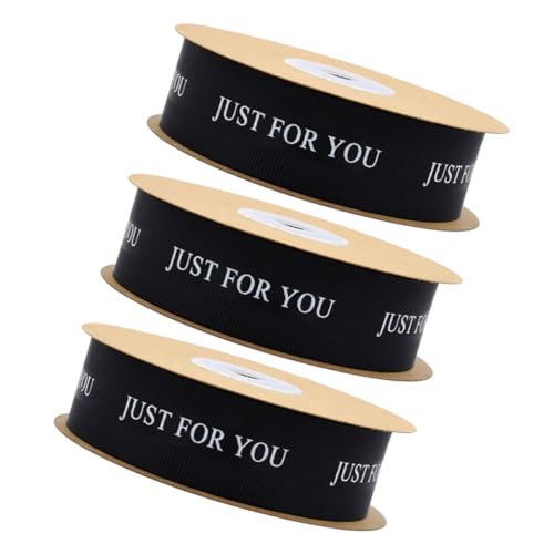 HONITANO 3 Rollen Hochzeitssatinband Schwarz For You Geschenkband für Blumensträuße Geburtstags und Valentinstagsdeko Basteln Partyverzierung Langlebig und Farbecht von HONITANO