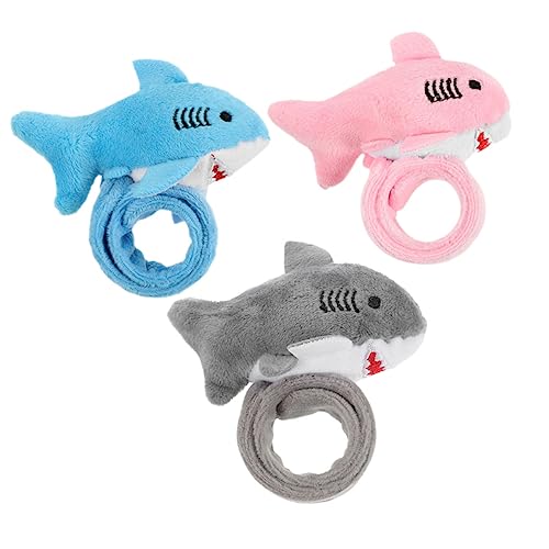 HONITANO 3 Stück Plüsch Slap Armbänder Hai Form Weiche Slap Bands Bequemes Leichtes Design Partygeschenke für Einfache Handhabung und Langlebiger von HONITANO