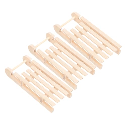 HONITANO 3 Stück Teiliges Mini Holzschlitten Naturbelassenes Blanko Schlittenmodell Weihnachtsdeko Handgefertigt für Festliche Winterdeko Festliche Tischdekoration von HONITANO