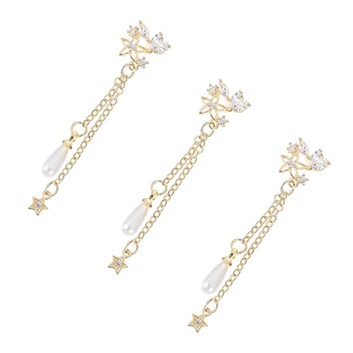 HONITANO 3Stücke Nagelkunst Zubehör Goldene mit Perlenanhänger und Zirkonia Stilvolle Maniküre Dekoration für DIY Nageldesigns für Natürliche und Künstliche Nägel HONITANO 3Stücke Nagelkunst Zubehör Goldene mit Perlenanhänger und Zirkonia Stilvolle Maniküre Dekoration für DIY Nageldesigns für Natürliche und Künstliche Nägel von HONITANO
