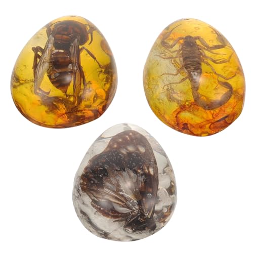 HONITANO 3Stücke Teiliges Insekten Bernstein für DIY Projekte Filigrane Anhänger mit Schmetterling und Biene Insektensammelstück für Kreative Dekoration von HONITANO