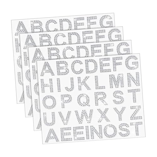 HONITANO 4 Blätter Delicate Glitter Strass Buchstaben Aufkleber Teiliges Diamant Sticker für DIY Kleidung Taschen Hüte Dekoration HONITANO 4 Blätter Delicate Glitter Strass Buchstaben Aufkleber Teiliges Diamant Sticker für DIY Kleidung Taschen Hüte Dekoration von HONITANO