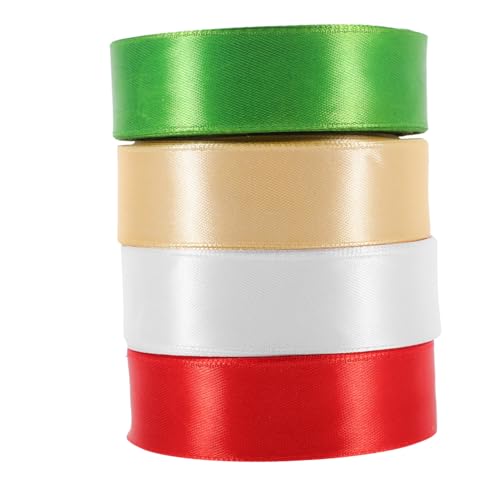 HONITANO 4 Rollen DIY Dekorationsband Breit Polyester Geschenkband Strapazierfähig zum Basteln und Verpacken in Rot Grün Weiß Hellgold HONITANO 4 Rollen DIY Dekorationsband Breit Polyester Geschenkband Strapazierfähig zum Basteln und Verpacken in Rot Grün Weiß Hellgold von HONITANO