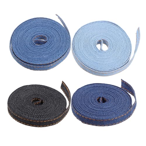 HONITANO 4 Rollen Denim Stoffband Je Langlebiges Nähband in Modischen Farben Vielseitiges Geschenkband für Kleidung Verpackung Basteln DIY Schleifen und Dekorationen HONITANO 4 Rollen Denim Stoffband Je Langlebiges Nähband in Modischen Farben Vielseitiges Geschenkband für Kleidung Verpackung Basteln DIY Schleifen und Dekorationen von HONITANO