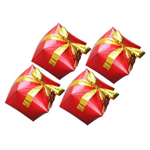 HONITANO 4 Stück Teiliges Party Aluminium Folienballon Geschenkbox mit Buntem Band Wiederverwendbare Geschenkbox Luftballons für Innen und Außendekoration bei Geburtstag von HONITANO