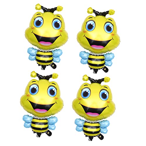 HONITANO 4 Stück Tierischer Ballon Entenballons Tiere Federnd Karikatur Dschungelballon Geburtstag Süße Tierballons Tierische Aufblasbare Ballons Aluminiumfolie Yellow von HONITANO