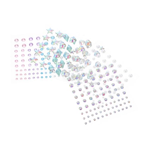 HONITANO 5 Blätter Selbstklebende Sticker Gesichtsschmuck Perlen Schmucksteine Nail Art Strass Aufkleber für Ohrringe Basteln Kleben Haut Dekoration von HONITANO