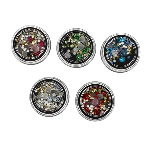 HONITANO 5 Boxen Nagelstrass Blumen Nail Art Charms Metallrosen DIY Nageldekorationen Glänzende Nail Rhinestones für Kreative Maniküre und Individuelle Designs HONITANO 5 Boxen Nagelstrass Blumen Nail Art Charms Metallrosen DIY Nageldekorationen Glänzende Nail Rhinestones für Kreative Maniküre und Individuelle Designs von HONITANO