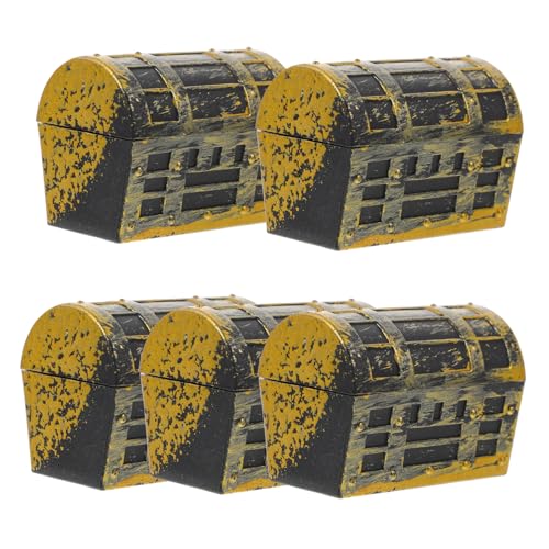 HONITANO 5 Stück Schatztruhe Miniatur Dekorationen Spielzeugaufbewahrung Für Mädchen Puppenhaus Brust Miniaturen Lagerung Klein Puppenmöbel Winzige Dinge Mini-hausverzierung Abs Golden von HONITANO