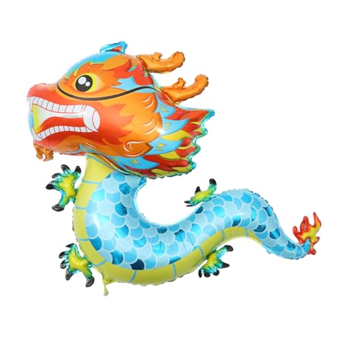 HONITANO 5 Stück Teiliges Aluminiumfolie Drachen Luftballons Neujahrsdeko Chinesischer Drachen Party Dekoration Blau Cartoon Ballons für Festliche Anlässe von HONITANO