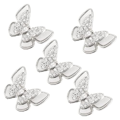 HONITANO 5 Stück Teiliges Nail Art mit Silbernen Schmetterling Charms DIY Maniküre Schmuck Doppellagige Nagelsticker für Kreative Nail Art Designs bei Partys und Besonderen Anlässen von HONITANO