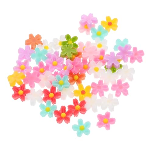 HONITANO 50 Stück Mini Resin Blumen Charms Fünfblättrige Blumen für DIY Schmuck Nagelkunst und Bastelprojekte Bunten Farben für Armbänder und Ohrringe von HONITANO