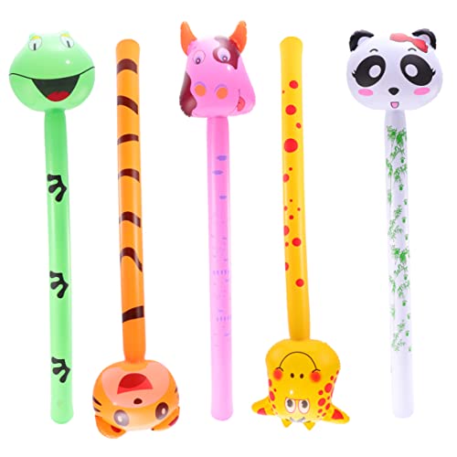 HONITANO 5Stücke Teiliges Aufblasbares Tier für Lustige PVC Tier Sticks für Partys Strand und Freizeitaktivitäten Schnelles Aufblasen und Sichere Verwendung von HONITANO