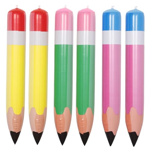 HONITANO 6 Stück Aufblasbare Jumbo Bleistifte PVC Bunte Riesen Bleistift Dekoration für Schulanfang Klassenzimmer Party Geburtstag Halloween von HONITANO
