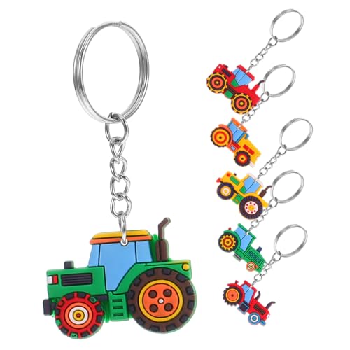 HONITANO 6 Stück Landwirtschaftsauto Schlüsselanhänger Schulbelohnung Mini Bauernhoffahrzeug Schlüsselanhänger Traktor Schlüsselring Ostereiersuche Traktor Schlüsselanhänger von HONITANO