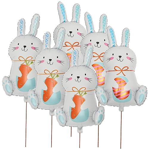 HONITANO 6 Stück Ostern Luftballons Lustige Cartoon Hasen Folienballons für Osterfeier Dekoration und Fotohintergrund für Partys Zuhause und von HONITANO
