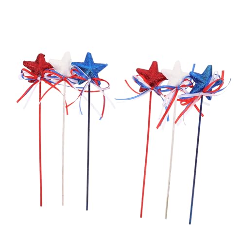 HONITANO 6 Stück Patriotische Fünfzacksterne mit Schleife Rote Weiße und Blaue Stäbe für Unabhängigkeitstag und Feiertagsdekoration und Vasenschmuck HONITANO 6 Stück Patriotische Fünfzacksterne mit Schleife Rote Weiße und Blaue Stäbe für Unabhängigkeitstag und Feiertagsdekoration und Vasenschmuck von HONITANO