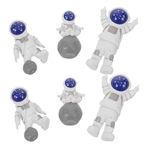 HONITANO 6 Stück Teiliges Astronaut Harz Tortendeko Detailreiche Weltraum Figuren in Blau Vielseitige Mini Raumfahrer Cake Topper und Desktop Ornamente für Geburtstagsfeiern und von HONITANO
