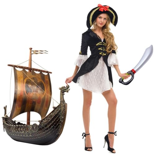 HONITANO 6 Stück Teiliges Aufblasbares Piratenschwert Langlebiges PVC Realistische Formen mit Totenkopf motiven Verschiedene für Kindergeburtstage Poolpartys und Piratenkostüme von HONITANO