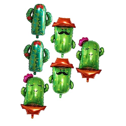 HONITANO 6 Stück Teiliges Großes Folien Luftballon in Kaktusform Bunte Partydekoration für Geburtstage Shower Mexikanische Themenpartys Hochzeit und Sommerfeste Helium Geeignet von HONITANO
