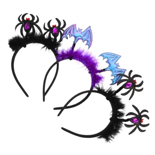 HONITANO 6 Stück Teiliges Halloween Stirnband für Spinnen Fledermausmotiven Leichter Kunststoff mit Federn Flexible für Kostüm Partyzubehör von HONITANO