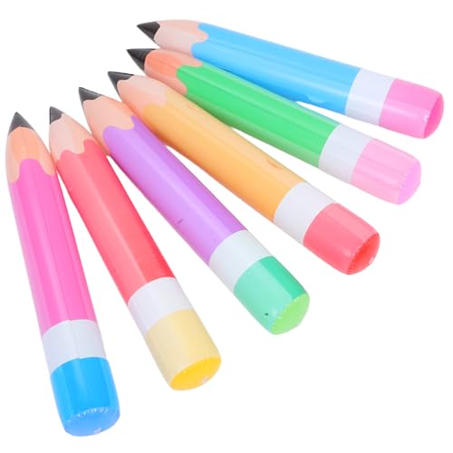 HONITANO 6 Stück Teiliges PVC Aufblasbares Buntstift Langlebig Leicht Schnell Aufblasbar für Schulanfang Partydeko Klassenzimmer Foto Requisiten Bunte Hängedekoration von HONITANO