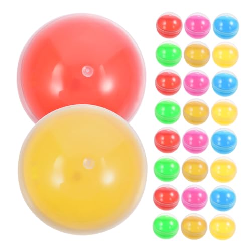HONITANO 60 Stück Bunte Kunststoff Kapseln Rund Wiederverwendbar für Verkaufsautomaten Partygeschenke Überraschungspreise Vielseitig Befüllbar Sicher Robust Kunststoffbehälter von HONITANO