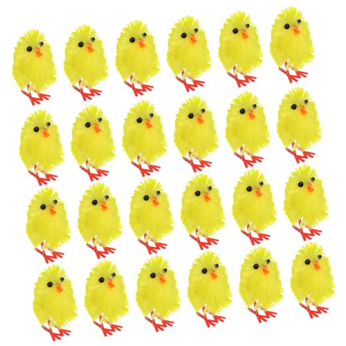 HONITANO 60 Stück Mini Cartoon Chicken Deko Niedliche Ostern Hühner für Party und Raumdekoration Realistische Details für Bastelprojekte und Fensterbankgestaltung von HONITANO