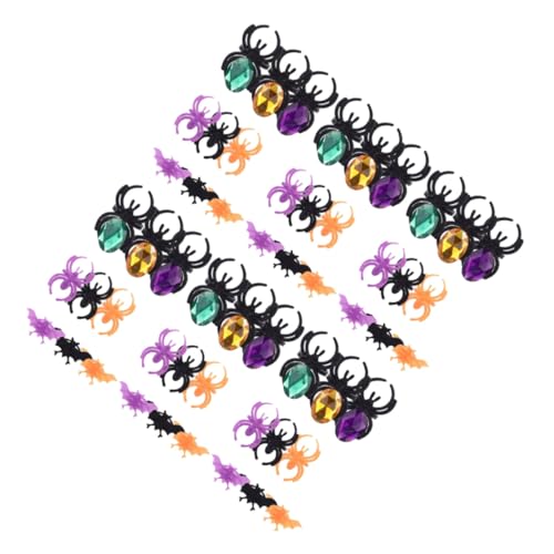 HONITANO 60 Stück Teiliges Halloween Ring mit Bunten Kunststoffspinnen und Fledermausringen Verstellbare Kinderringe als Finger Dekoration für Halloween Party Kostüm Zubehör HONITANO 60 Stück Teiliges Halloween Ring mit Bunten Kunststoffspinnen und Fledermausringen Verstellbare Kinderringe als Finger Dekoration für Halloween Party Kostüm Zubehör von HONITANO