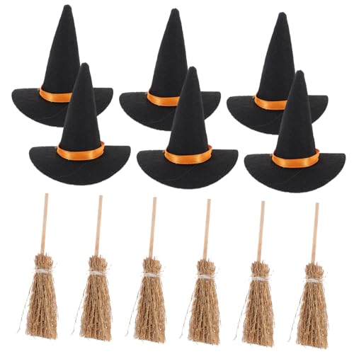 HONITANO 6Er Set Mini Hexenhüte DIY Halloween Party Halloween Dekorationen Kleine Hexenhüte Für Den Innenbereich Miniatur Kinderstoff von HONITANO