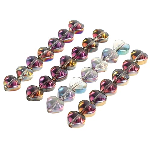 HONITANO 80 Stück Teiliges Herzförmige Glasperlen mit Einzigartigem Farbverlauf für DIY Schmuckherstellung Kristallklare Perlen für Armbänder und Halsketten Handgefertigte Valentinstag von HONITANO