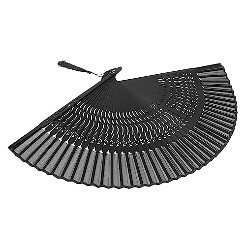 HONITANO Faltbarer Chinesischer Handfächer aus Schwarzem Lack mit Spitze Eleganter Tanzfächer Stabiles Design Multifunktional für Hochzeit Party Performance und Sommergebrauch von HONITANO