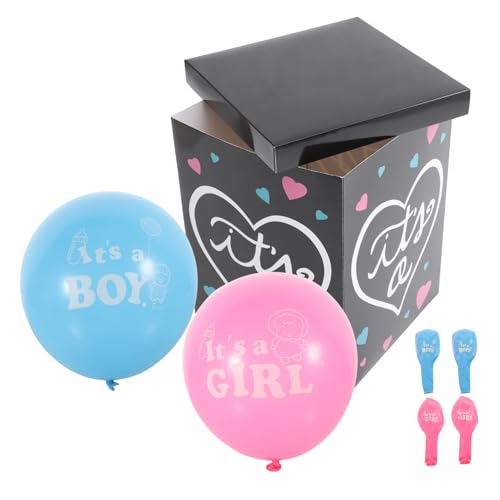 HONITANO Gender Reveal Box aus Papier mit Pastell Luftballons Blau und Shower Party Deko für Jungen oder Mädchen Einfache Montage Festliche Babyparty von HONITANO