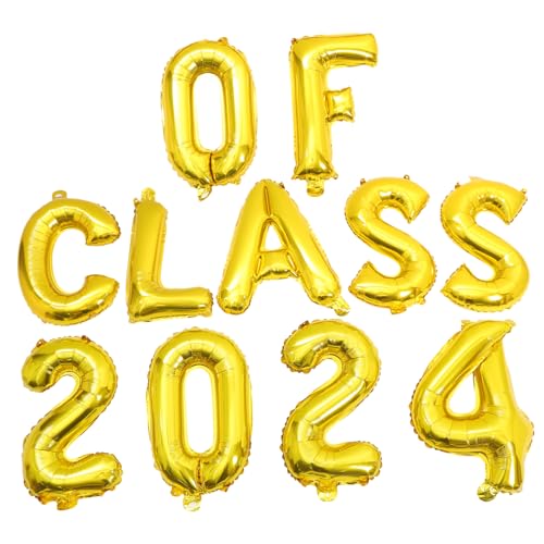 HONITANO Goldene Graduation Ballons Set Aluminium Folienballons Dekoration für Abschlussfeier Indoor Outdoor Party Deko Einfach zu Montieren für Familien Bars Restaurants von HONITANO