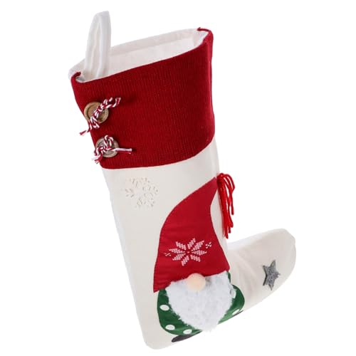 HONITANO Großer Weihnachtsstrumpf mit Aufhängung Xmas Socke Dekoration Teilig Nordischer Stil Roter Hut Weihnachtsgeschenktasche für Baum Wand Kamin und Fenster Festliche Weihnachtsdeko HONITANO Großer Weihnachtsstrumpf mit Aufhängung Xmas Socke Dekoration Teilig Nordischer Stil Roter Hut Weihnachtsgeschenktasche für Baum Wand Kamin und Fenster Festliche Weihnachtsdeko von HONITANO