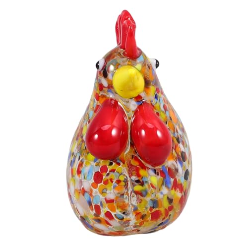 HONITANO Huhn Figurine Mini Glasfigur Hühnerstatue Dekorative Tischdeko Handgefertigt Farbecht Sammler von HONITANO