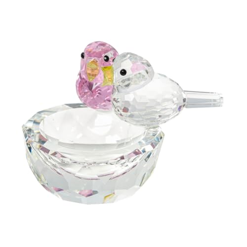 HONITANO Kristallvogel Nest Ornament Ostern Miniatur Vogelhaus Dekoration Paar Vogelstatue Kleine Vögel Dekoration Für Die Regal -tischdekoration von HONITANO